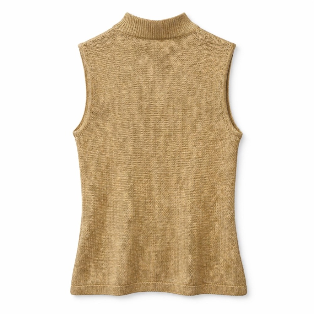 ST JOHN Marie Gray Santana Knit Gold Metallic Paillettes Top Large USA Luxury - Picture 4 of 10
